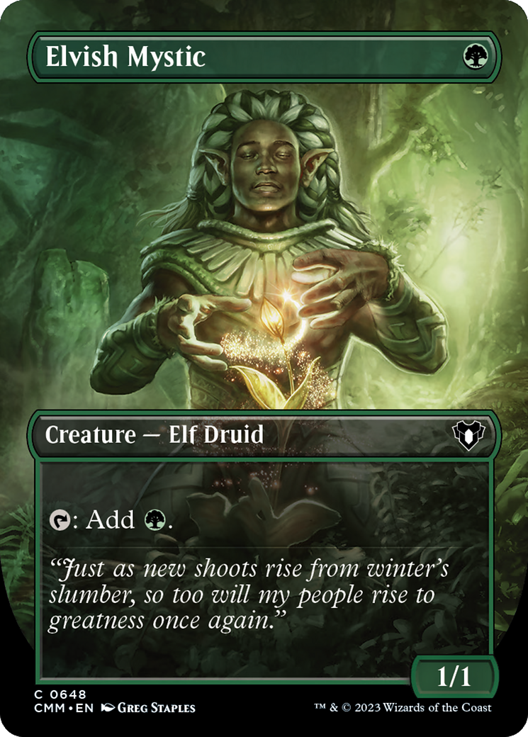 Elvish Mystic (Borderless) (CMM-648) - Commander Masters (Borderless) Foil