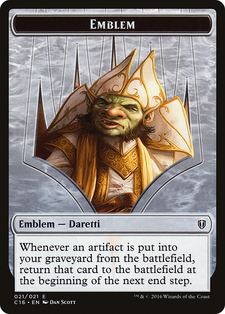 Emblem - Daretti, Scrap Savant // Thopter Double-Sided Token (C16-021) - Commander 2016 Tokens