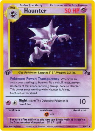 Haunter (6) 006/62 - Unlimited Holofoil Fossil - Holo Rare