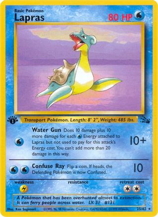 Lapras (25) 025/62 - 1st Edition Fossil - Rare