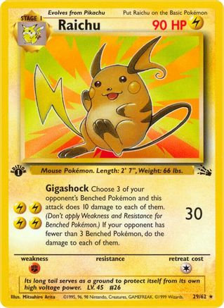 Raichu (29) 029/62 - Unlimited Fossil - Rare