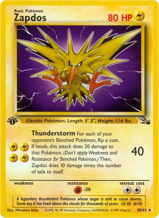 Zapdos (30) 030/62 - 1st Edition Fossil - Rare
