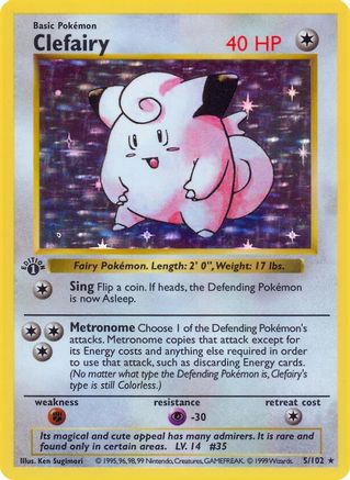 Clefairy 005 - Unlimited Holofoil Base Set Shadowless - Holo Rare