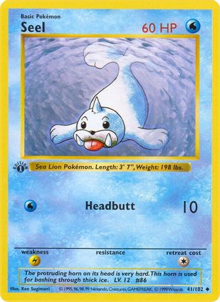 Seel 041/102 - Unlimited Base Set Shadowless - Uncommon