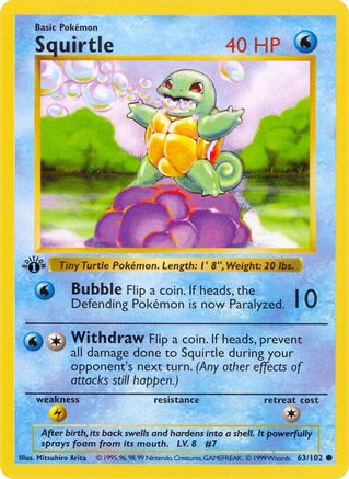 Squirtle 063/102 - Unlimited Base Set Shadowless - Common
