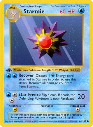 Starmie 064/102 - Unlimited Base Set Shadowless - Common