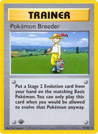 Pokemon Breeder 076/102 - 1st Edition Base Set Shadowless - Rare