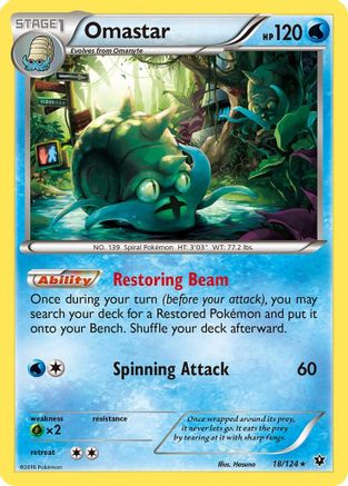 Omastar 018/124 - Reverse Holofoil XY Fates Collide - Rare