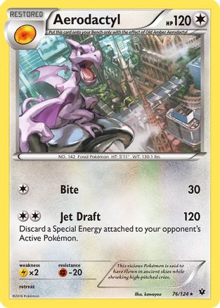 Aerodactyl 076/124 - Reverse Holofoil XY Fates Collide - Rare