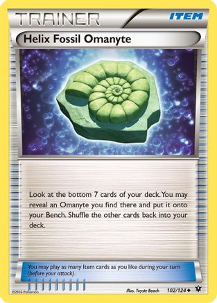 Helix Fossil Omanyte 102/124 - Reverse Holofoil XY Fates Collide - Uncommon