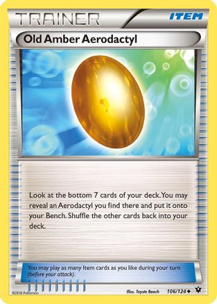 Old Amber Aerodactyl 106/124 XY Fates Collide - Uncommon