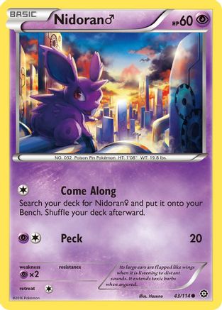 Nidoran M 043/114 - Reverse Holofoil XY Steam Siege - Common