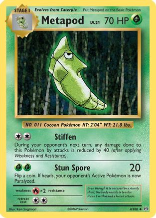 Metapod 004/108 - Reverse Holofoil XY Evolutions - Uncommon