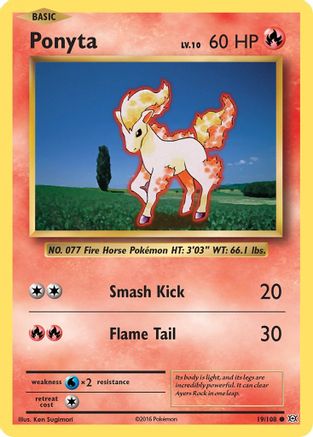 Ponyta 019/108 - Reverse Holofoil XY Evolutions - Common