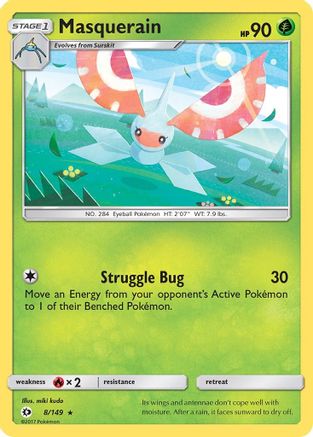 Masquerain 008/149 - Reverse Holofoil SM Base Set - Rare