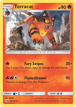 Torracat 025/149 - Reverse Holofoil SM Base Set - Uncommon