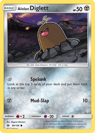 Alolan Diglett 086/149 - Reverse Holofoil SM Base Set - Common