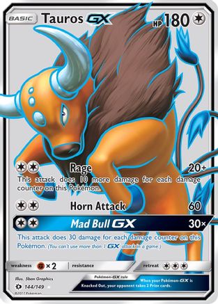 Tauros GX (Full Art) 144/149 - Holofoil SM Base Set - Ultra Rare