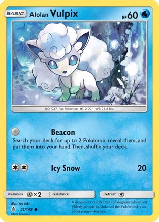 Alolan Vulpix 021/145 - Reverse Holofoil SM Guardians Rising - Common