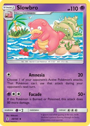 Slowbro 049/145 - Reverse Holofoil SM Guardians Rising - Uncommon