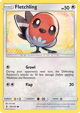 Fletchling 109/145 - Reverse Holofoil SM Guardians Rising - Common