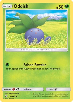 Oddish 004/147 - Reverse Holofoil SM Burning Shadows - Common