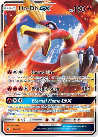 Ho-Oh GX 021/147 - Holofoil SM Burning Shadows - Ultra Rare