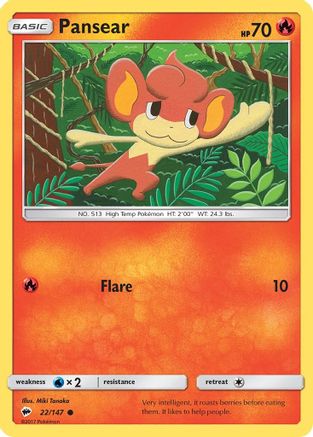 Pansear 022/147 - Reverse Holofoil SM Burning Shadows - Common