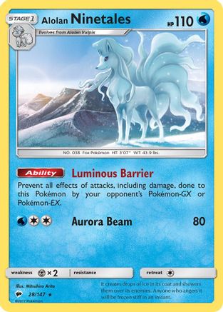 Alolan Ninetales 028/147 SM Burning Shadows - Rare