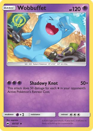 Wobbuffet 049/147 - Reverse Holofoil SM Burning Shadows - Uncommon