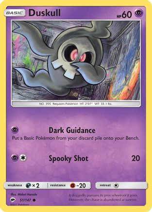 Duskull 051/147 - Reverse Holofoil SM Burning Shadows - Common