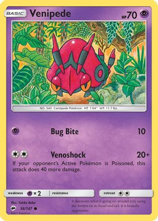 Venipede 056/147 - Reverse Holofoil SM Burning Shadows - Common