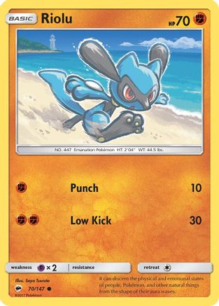Riolu 070/147 - Reverse Holofoil SM Burning Shadows - Common