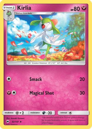 Kirlia 092/147 - Reverse Holofoil SM Burning Shadows - Uncommon