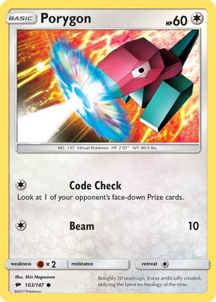 Porygon 103/147 - Reverse Holofoil SM Burning Shadows - Common