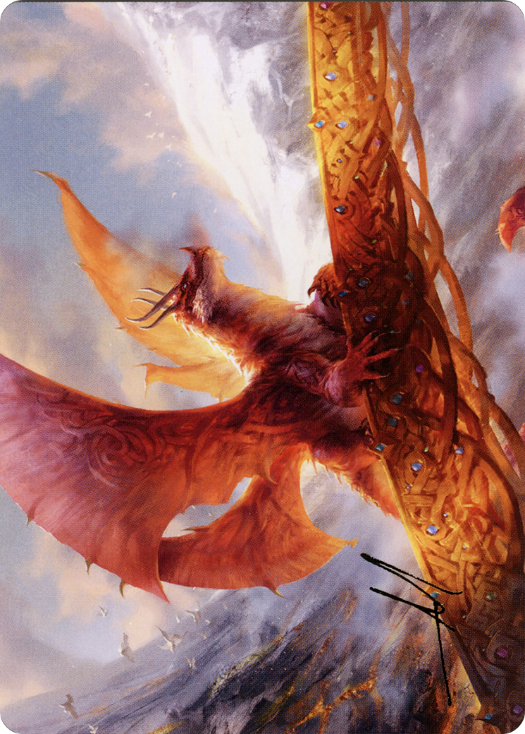 Goldspan Dragon // Goldspan Dragon (AKHM-035) - Kaldheim Art Series (Borderless) Foil