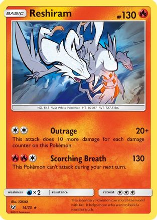 Reshiram 014/73 - Reverse Holofoil Shining Legends - Holo Rare