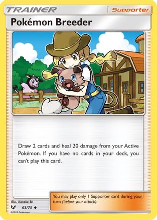 Pokemon Breeder 063/73 - Reverse Holofoil Shining Legends - Uncommon