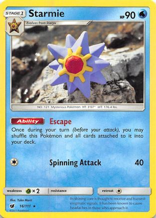 Starmie 016/111 - Reverse Holofoil SM Crimson Invasion - Rare