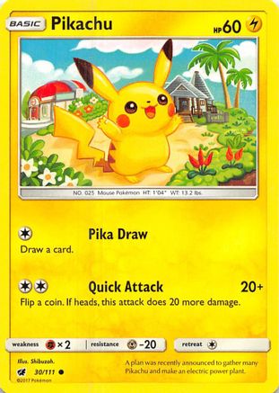 Pikachu 030/111 - Reverse Holofoil SM Crimson Invasion - Common