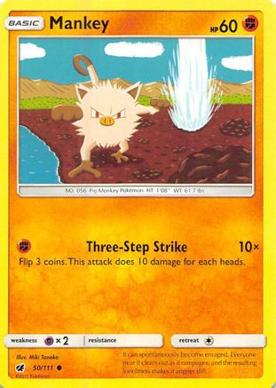 Mankey 050/111 - Reverse Holofoil SM Crimson Invasion - Common