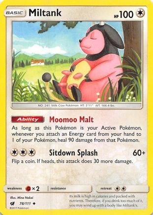 Miltank 078/111 - Reverse Holofoil SM Crimson Invasion - Uncommon