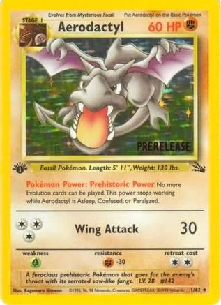 Aerodactyl (Prerelease) 001/62 - 1st Edition Holofoil WoTC Promo - Promo