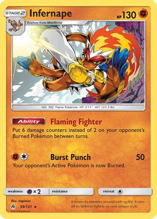 Infernape 059/131 - Holofoil SM Forbidden Light - Holo Rare