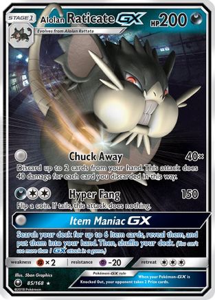 Alolan Raticate GX 085/168 - Holofoil SM Celestial Storm - Ultra Rare