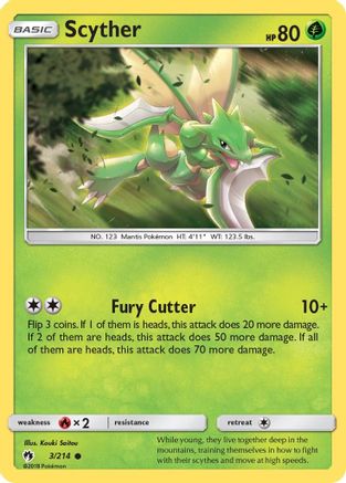 Scyther 003/214 - Reverse Holofoil SM Lost Thunder - Common