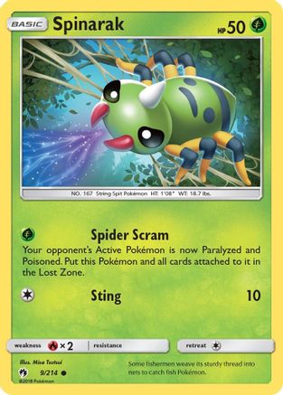 Spinarak 009 - Reverse Holofoil SM Lost Thunder - Common