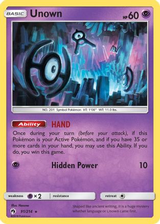 Unown (91) 091/214 SM Lost Thunder - Rare