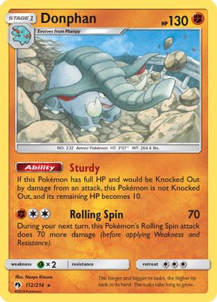 Donphan 112 SM Lost Thunder - Rare
