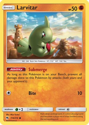 Larvitar (114) 114/214 - Reverse Holofoil SM Lost Thunder - Common